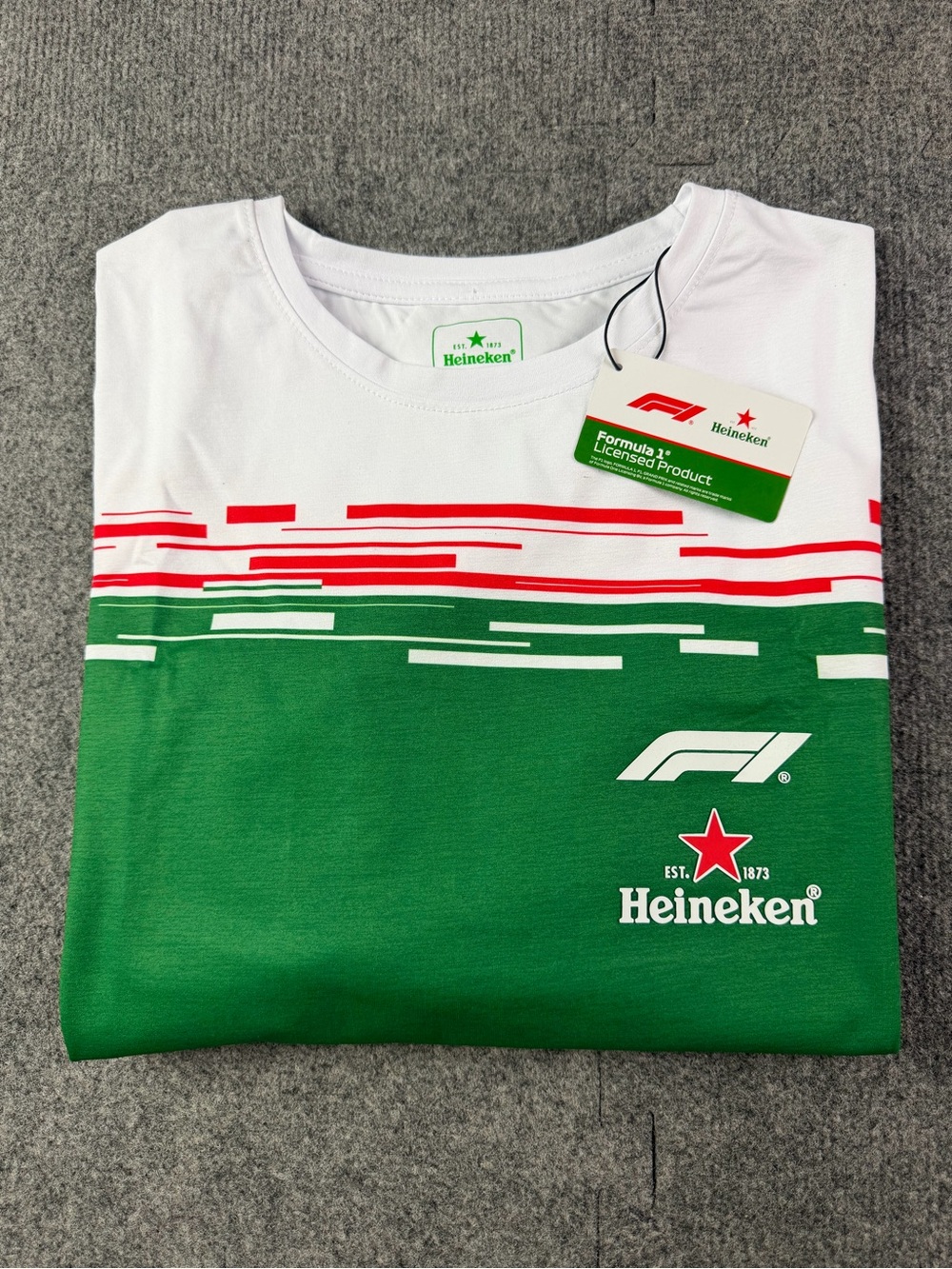 Heineken Mens Short Sleeve Crew Neck Print es T-Shirt Size M Green/White